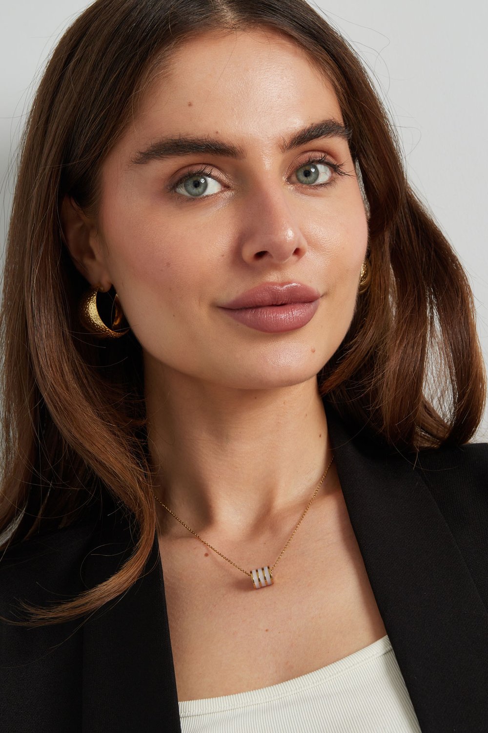 Necklace round charm - Gold color/pink h5Picture2